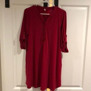 Red quarter sleeve maternity dress fell pink blush